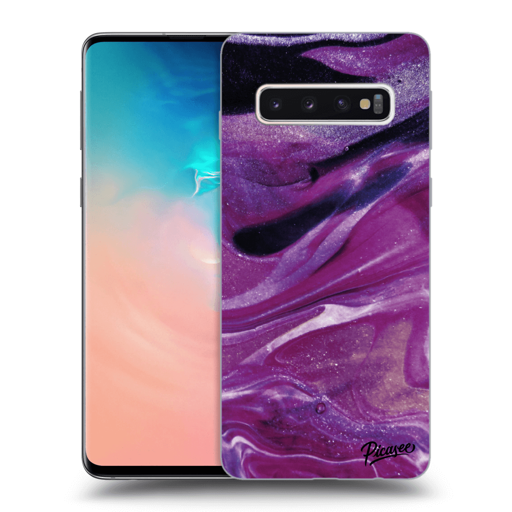 Husă Transparentă Din Silicon Pentru Samsung Galaxy S10 G973 - Purple Glitter